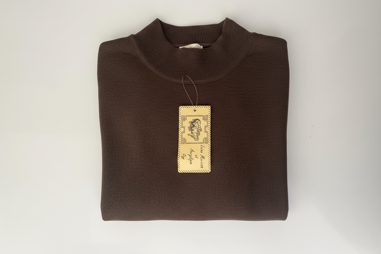Merino & Acrylic Turtleneck Sweater — Chocolate Brown
