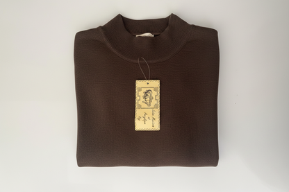 Merino & Acrylic Turtleneck Sweater — Chocolate Brown